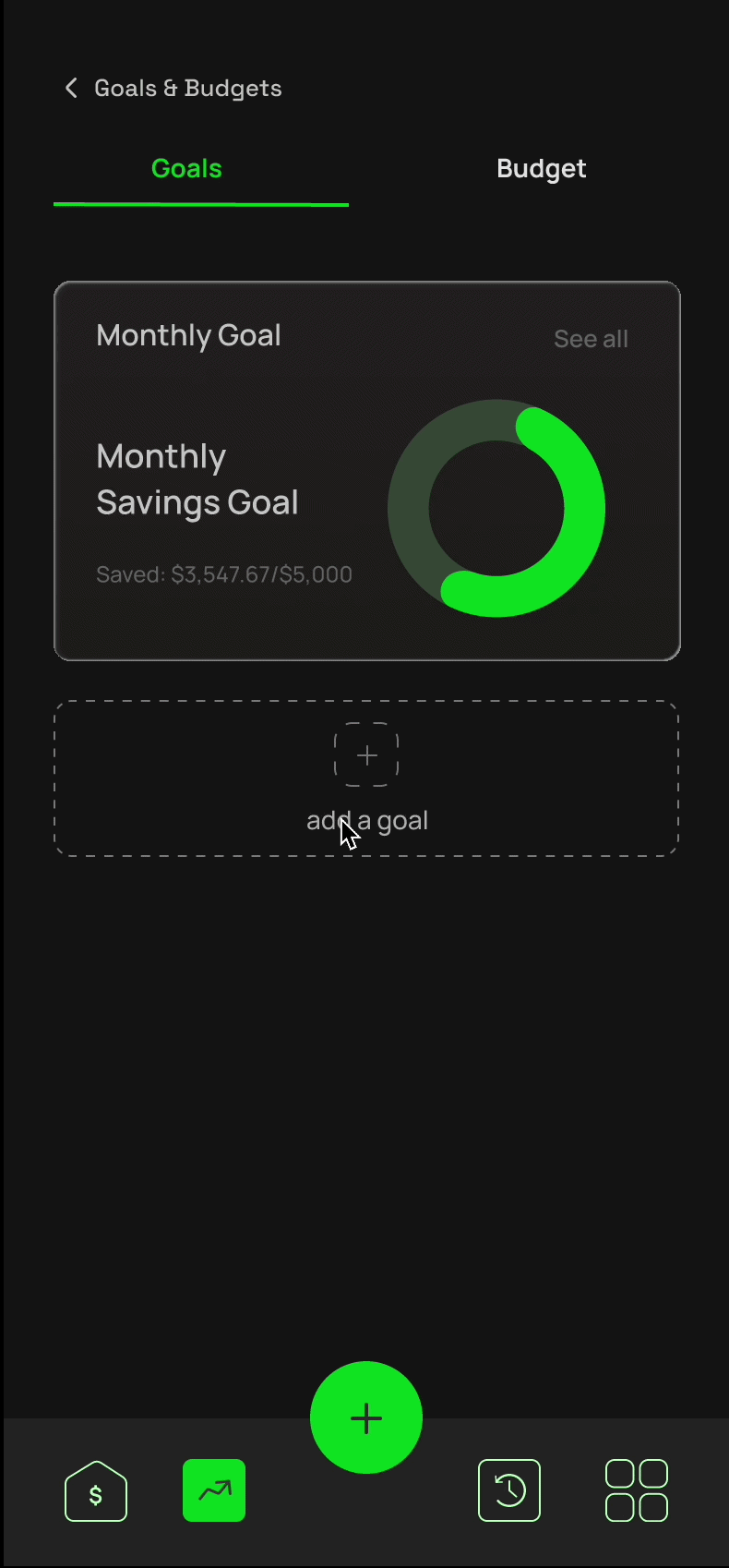 Create and Track Spending Goals flow: final design